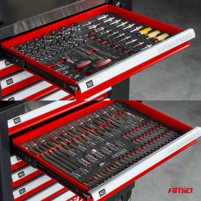 Gereedschapskast met 258-delige gereedschapset 840x460x870mm AMIO-04892