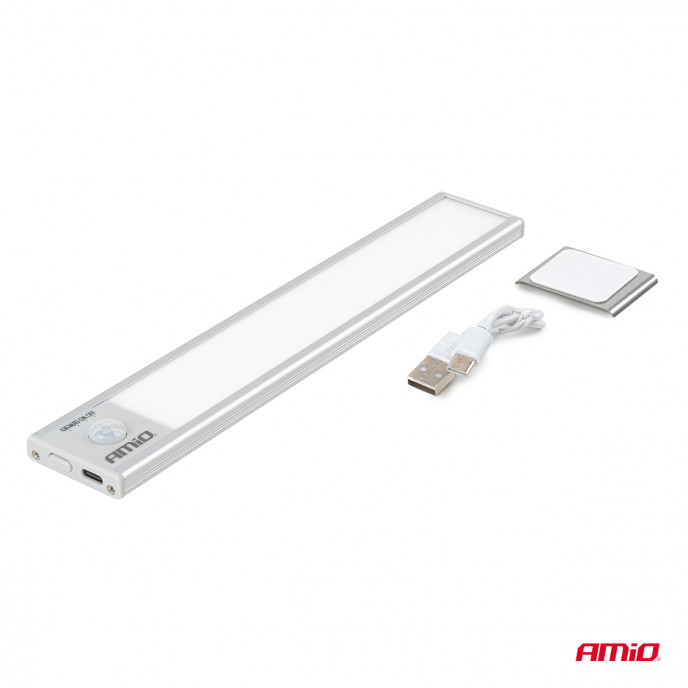 Oplaadbare LED lamp met PIR bewegingssensor en schemersensor (23x4.1x0.9cm)