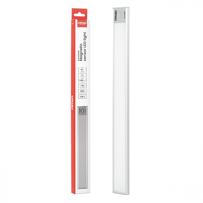 Oplaadbare LED lamp met PIR bewegingssensor en schemersensor (40x4.1x0.9cm)