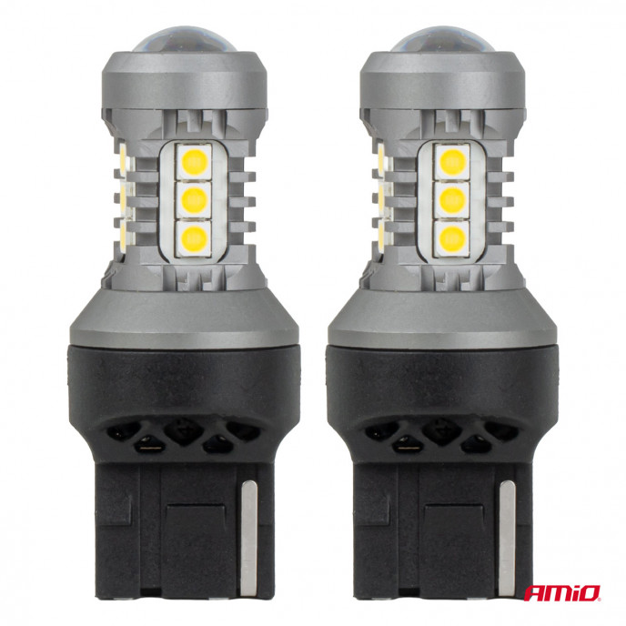 LED-lampen STANDARD 7440 W21W 3030 15SMD Wit 12/24V AMIO-04996