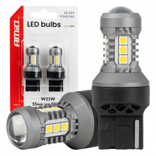 LED-lampen STANDARD 7440 W21W 3030 15SMD Wit 12/24V AMIO-04996