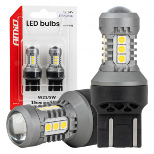 LED-lampen STANDARD 7443 W21/5W 3030 15SMD Wit 12/24V AMIO-04998