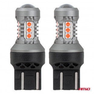 LED-lampen STANDAARD 7443 W21/5W 3030 15SMD Rood 12/24V AMIO-04999