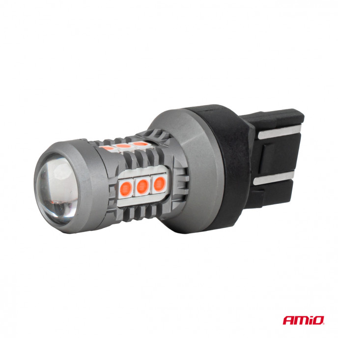 LED-lampen STANDAARD 7443 W21/5W 3030 15SMD Rood 12/24V AMIO-04999