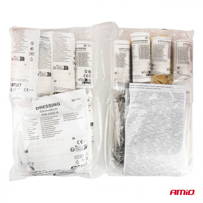 EHBO-set in een plastic doos volgens DIN 13164 met mondstuk