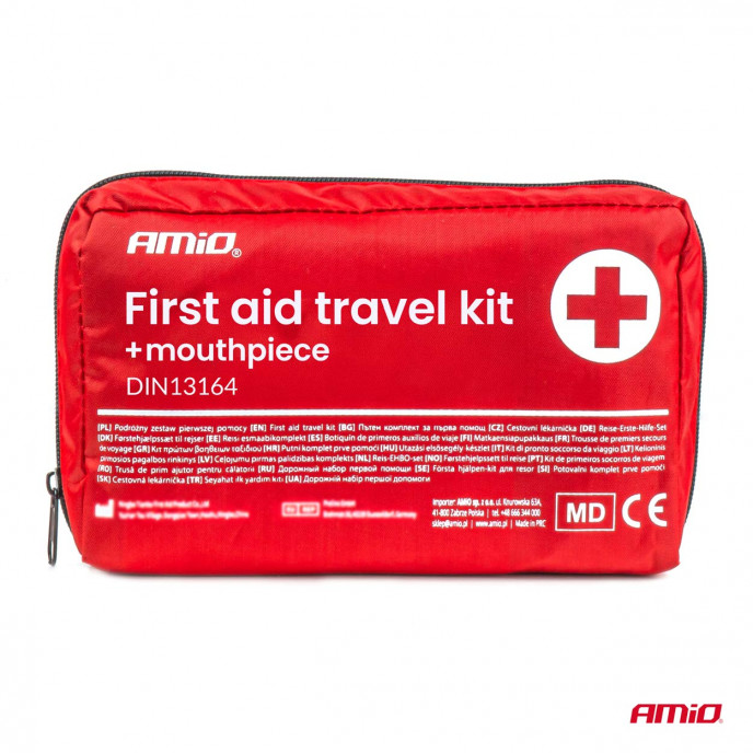 EHBO-set in een zachte etui, conform DIN 13164, met mondstuk