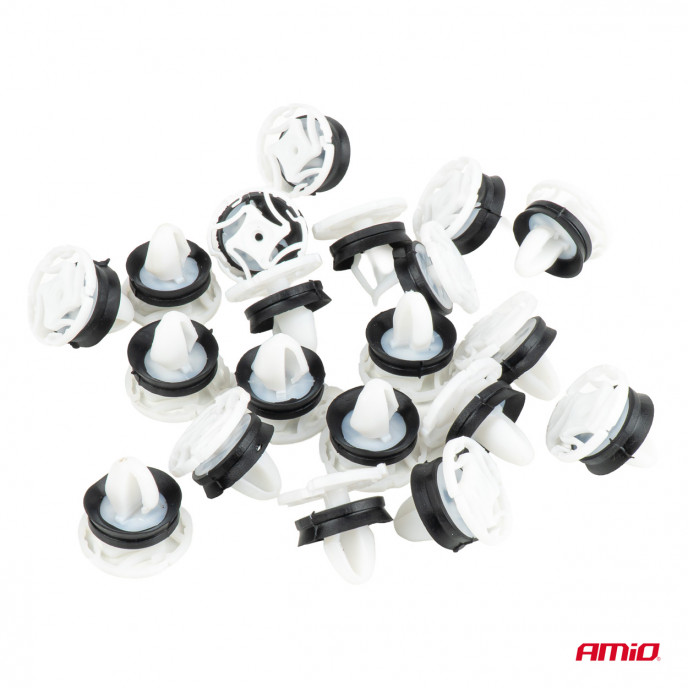 Bekledingsclipset met rubberen afdichting 20 mm ⌀ 9 mm, 20 stuks, in een zakje