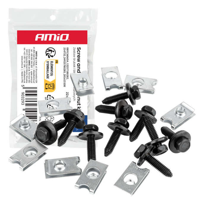 Schroef- en montageclipset 22 mm ⌀ 6 mm, 10 sets, in een zakje