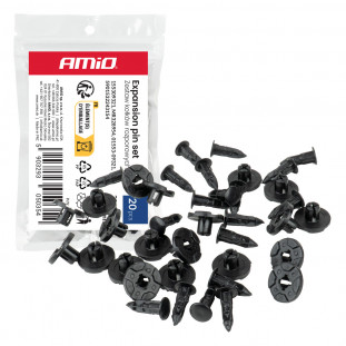 Set expansieclips 20 mm 19 mm 8 mm ⌀ 9 mm, 20 stuks, in een zakje