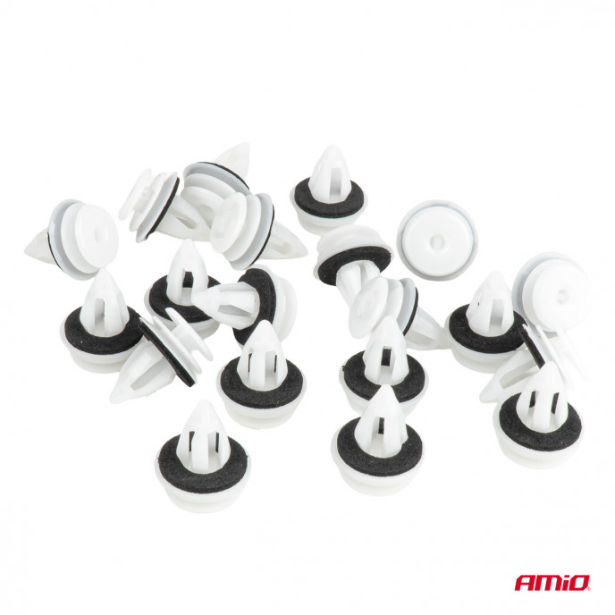 Deur- en bagageruimtebekledingsclipset met rubberen afdichting 20 mm, 20 stuks., in een zakje
