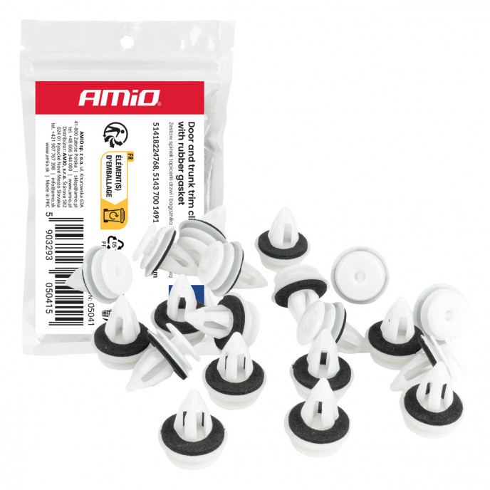 Deur- en bagageruimtebekledingsclipset met rubberen afdichting 20 mm, 20 stuks., in een zakje