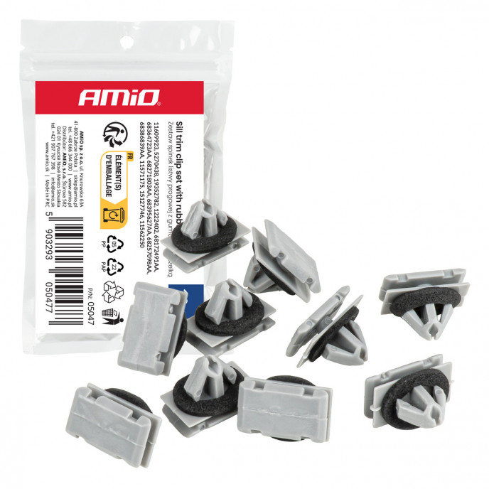 Set dorpelbekledingsclips met rubberen afdichting 11 mm, 10 stuks, in een zakje
