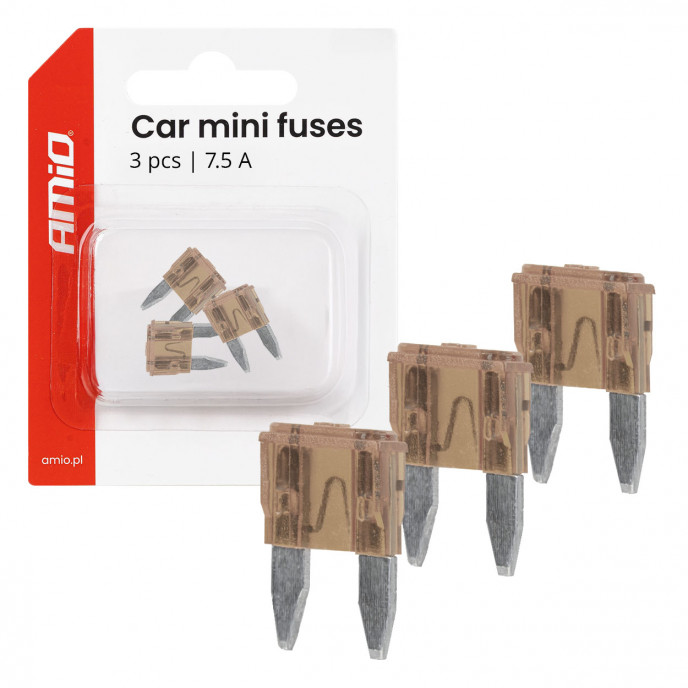 Steek zekering mini 7.5A, 3 stuks in blister