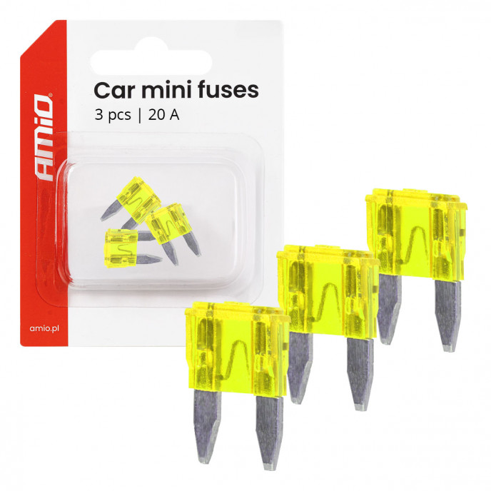 Steek zekering mini 20A, 3 stuks in blister