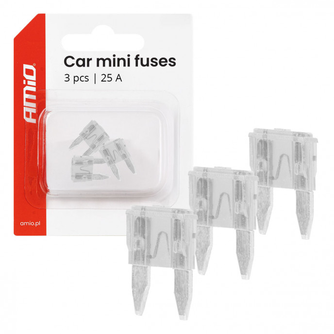 Steek zekering mini 25A, 3 stuks in blister