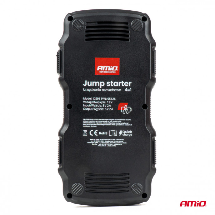 Jump starter, startbooster 12V 17Ah 900A 4-in-1 AMiO-05126