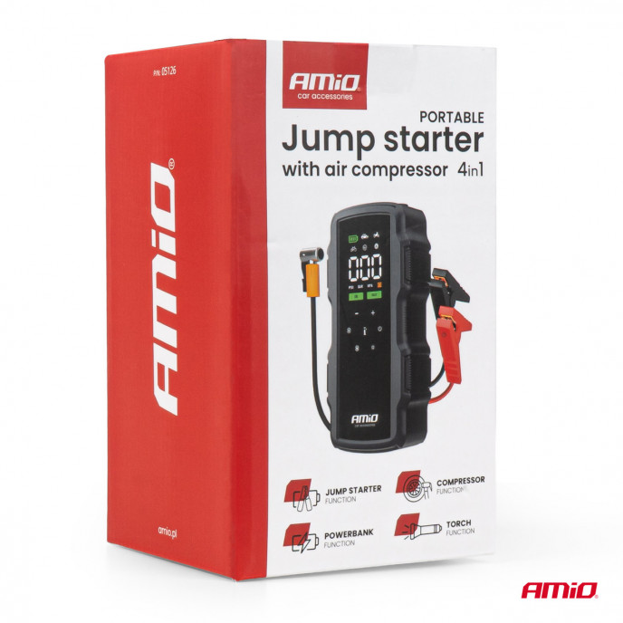 Jump starter, startbooster 12V 17Ah 900A 4-in-1 AMiO-05126
