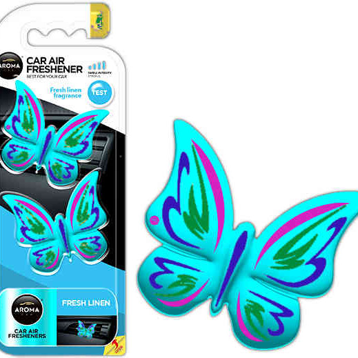 Auto luchtverfrisser AROMA FANCY SHAPES BUTTERFLY Fris Linnen