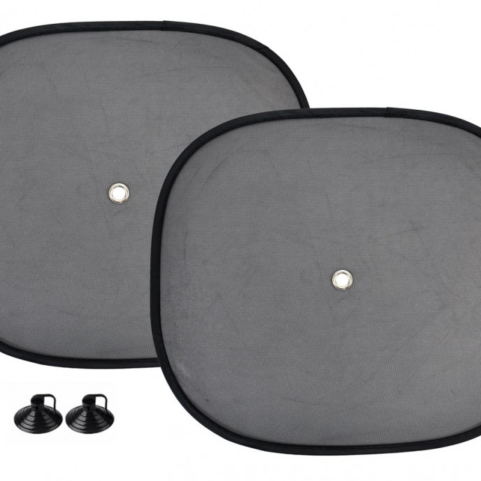 Zonwering 44x38cm, 2 stuks, zwart, nylon mesh