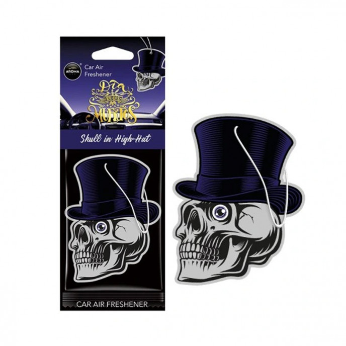 Auto luchtverfrisser AROMA CAR MUERTOS Skull in Hat Black Oud