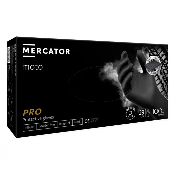 Nitril handschoenen MERCATOR MOTO zwart maat L, 100 stuks