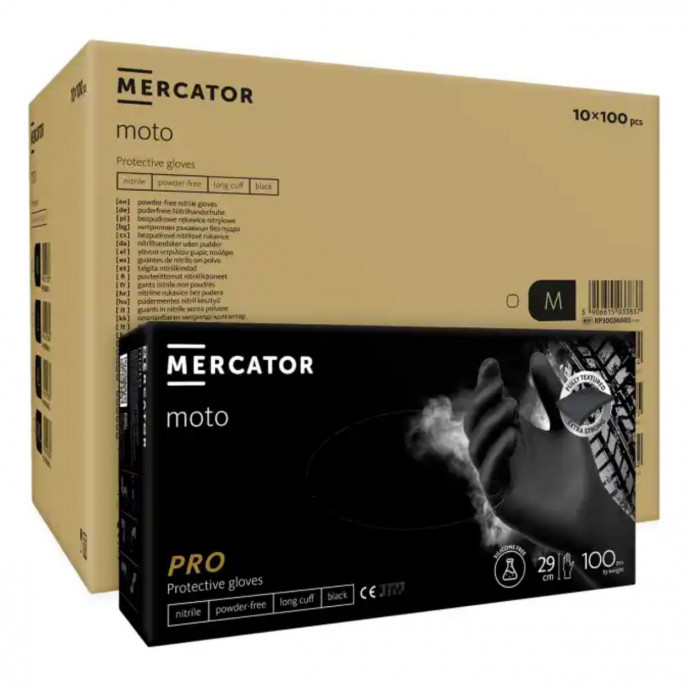 Nitril handschoenen MERCATOR MOTO zwart maat XXL, 100 stuks