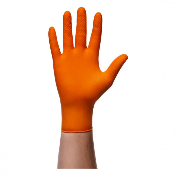 Mercator GoGrip oranje nitril handschoenen 4 stuks maat M