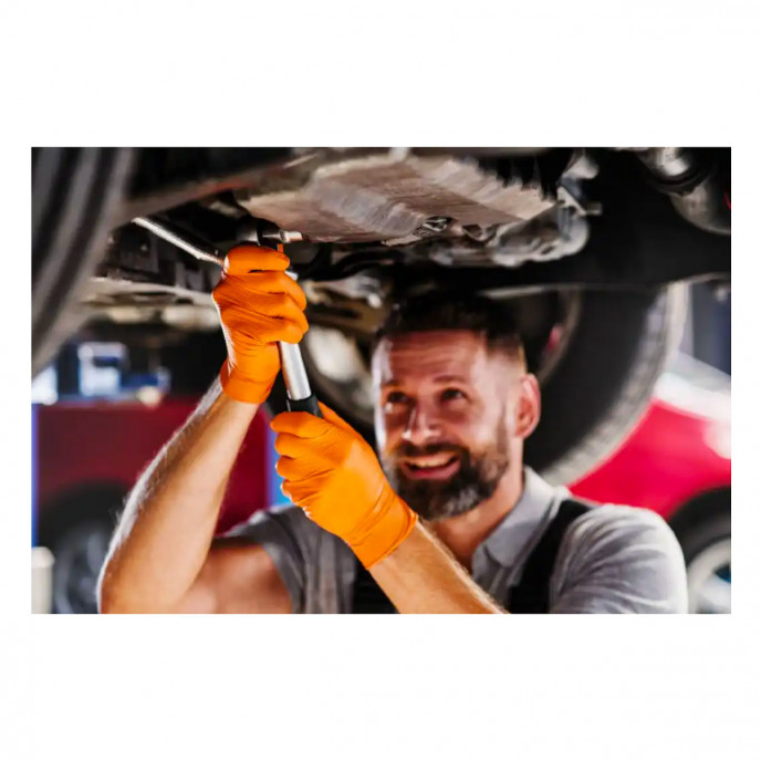 Mercator GoGrip oranje nitril handschoenen 4 stuks maat M