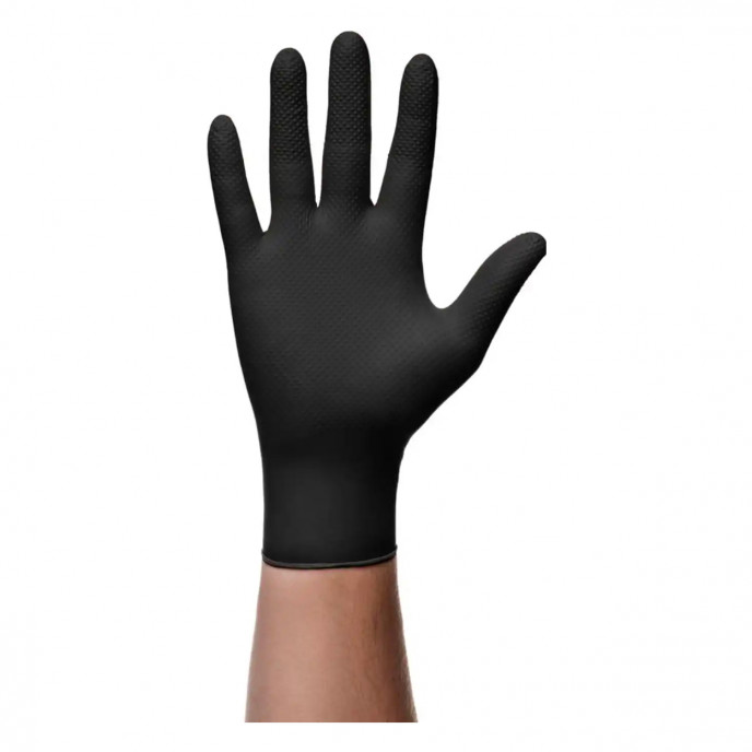 Mercator GoGrip BLACK nitril handschoenen 4 stuks maat M