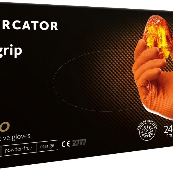 Nitril handschoenen GoGrip oranje maat S, 50 stuks