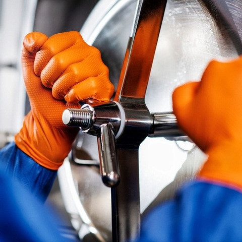 Nitril handschoenen GoGrip oranje maat S, 50 stuks
