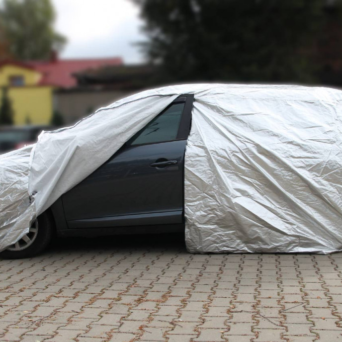 Autohoes met ritssluiting, reflecterend, 120gr + katoen, Zilver, maat: SUV/VAN L