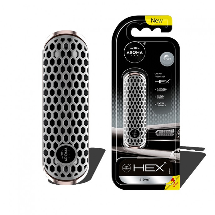 Auto luchtverfrisser AROMA FANCY SHAPES POLYMEER HEX Zilver